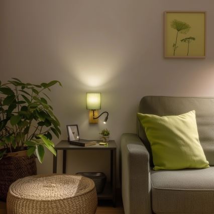 Brilagi - LED Joustava seinävalaisin NUBILA WOOD 1xE27/25W/230V + LED/3W tammi/vihreä