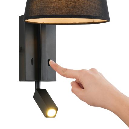 Brilagi - LED-seinävalaisin RAYA 1xE14/40W/230V + LED/3W musta