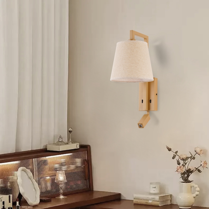 Brilagi - LED-seinävalaisin RAYA 1xE14/40W/230V + LED/3W pellava/beige