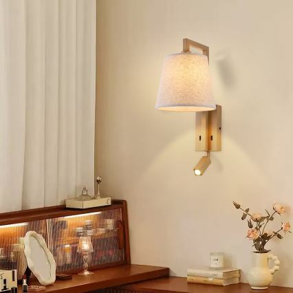 Brilagi - LED-seinävalaisin RAYA 1xE14/40W/230V + LED/3W pellava/beige