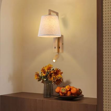 Brilagi - LED-seinävalaisin RAYA 1xE14/40W/230V + LED/3W pellava/beige