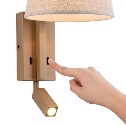 Brilagi - LED-seinävalaisin RAYA 1xE14/40W/230V + LED/3W pellava/beige