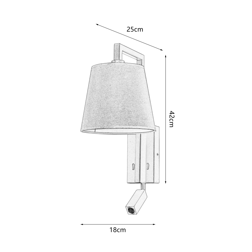 Brilagi - LED-seinävalaisin RAYA 1xE14/40W/230V + LED/3W pellava/beige
