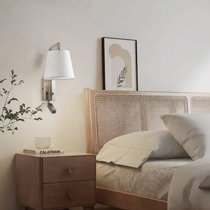 Brilagi - LED-seinävalaisin RAYA 1xE14/40W/230V + LED/3W valkoinen/mattakromi