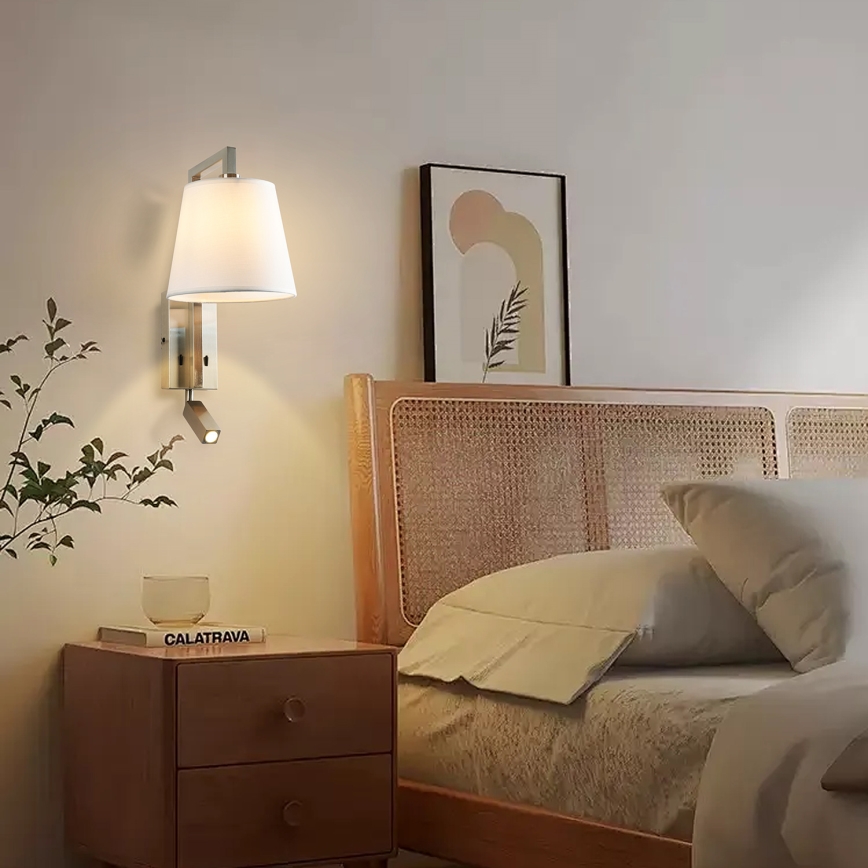 Brilagi - LED-seinävalaisin RAYA 1xE14/40W/230V + LED/3W valkoinen/mattakromi