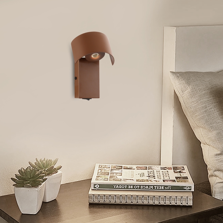 Brilagi - LED-seinävalaisin VASTO LED/3W/230V ruskea