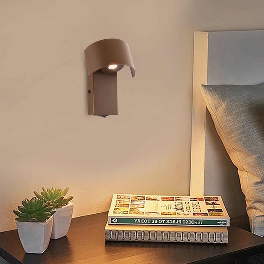 Brilagi - LED-seinävalaisin VASTO LED/3W/230V ruskea