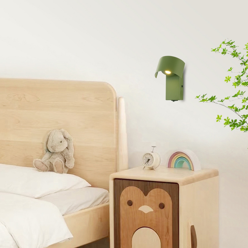 Brilagi - LED-seinävalaisin VASTO LED/3W/230V vihreä