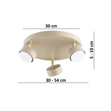 Brilagi - LED-spottivalaisin MONO 3xGX53/30W/230V beige/kulta