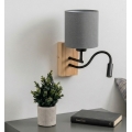Brilagi - LED-taipuisa seinävalaisin NUBILA WOOD 1xE27/25W/230V + LED/3W tammi/musta/vaaleanharmaa