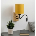 Brilagi - LED-taivutettava seinävalaisin NUBILA WOOD 1xE27/25W/230V + LED/3W tammi/musta/keltainen