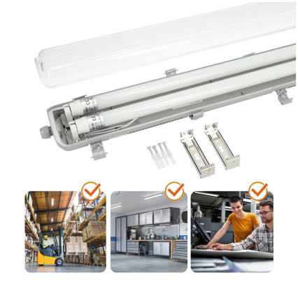 BRILAGI - OPTIMA T8 LED-loisteputkivalaisin teollisuuskäyttöön, pöly- ja roiskevesitiivis, 2xG13/18W/230V 6500K IP65 128 cm