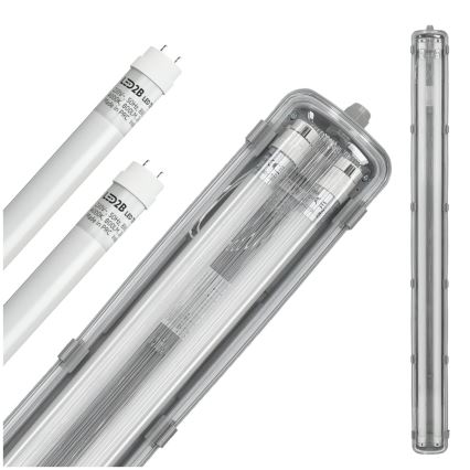 BRILAGI - OPTIMA T8 LED-loisteputkivalaisin teollisuuskäyttöön, pöly- ja roiskevesitiivis, 2xG13/18W/230V 6500K IP65 128 cm