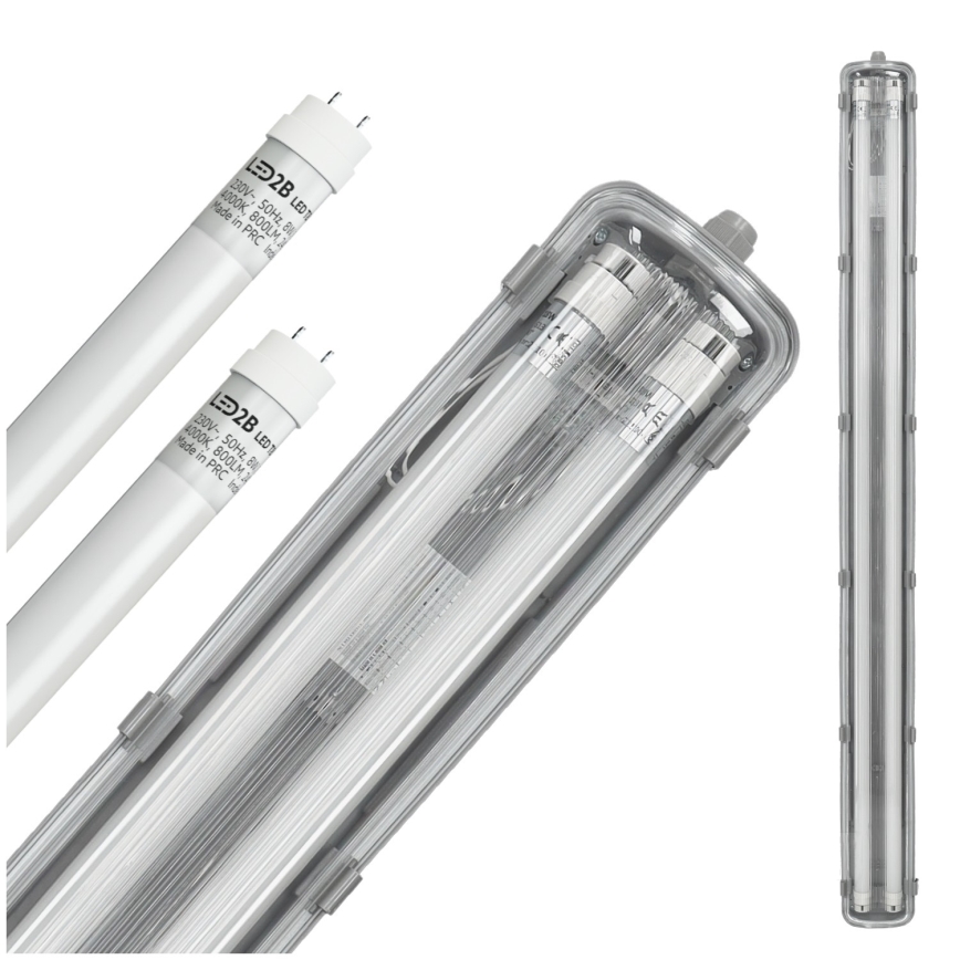 BRILAGI - OPTIMA T8 LED-loisteputkivalaisin teollisuuskäyttöön, pöly- ja roiskevesitiivis, 2xG13/18W/230V 6500K IP65 128 cm