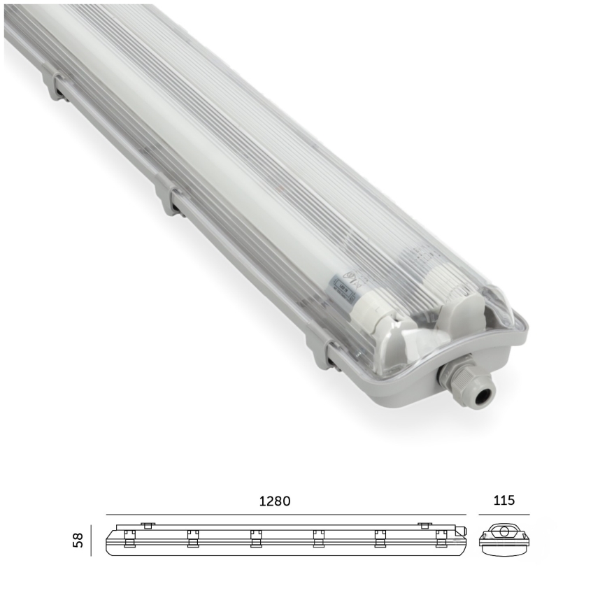 BRILAGI - OPTIMA T8 LED-loisteputkivalaisin teollisuuskäyttöön, pöly- ja roiskevesitiivis, 2xG13/18W/230V 6500K IP65 128 cm