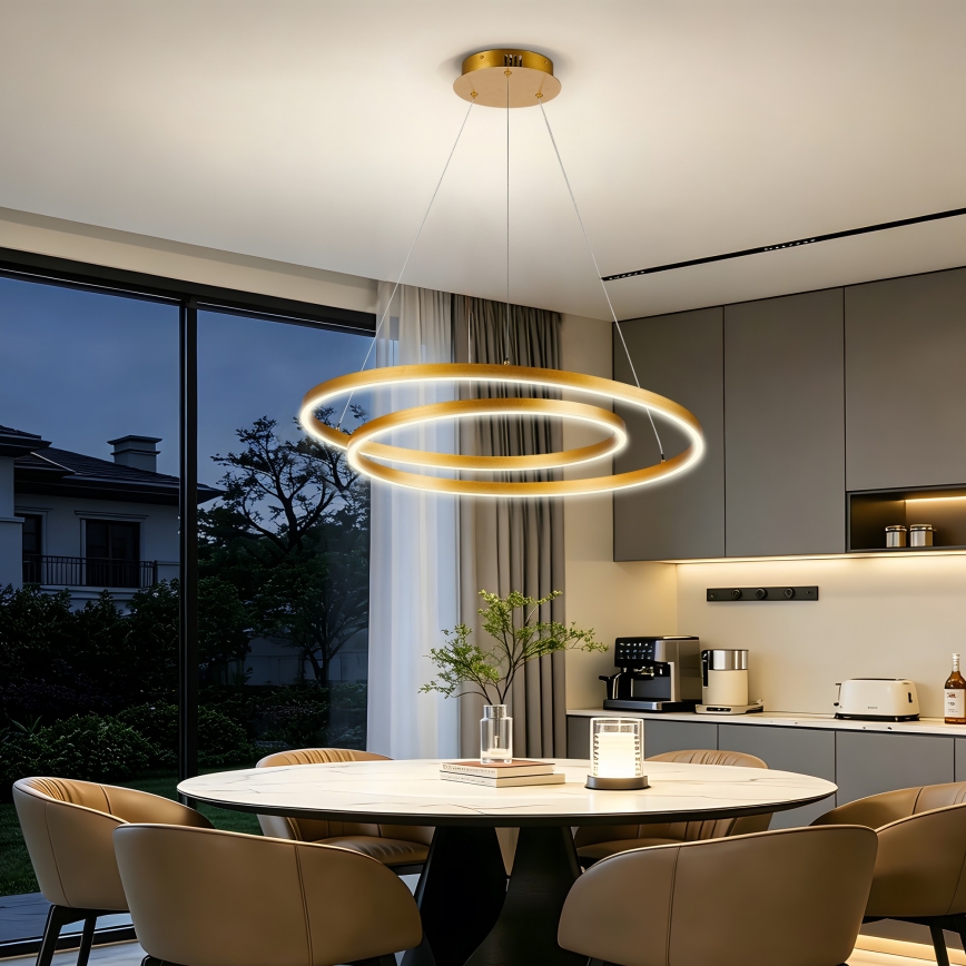 BRILAGI - LED himmennettävä riippuvalaisin vaijerilla TWISTER LED/75W/230V 3000–6000K halkaisija 70 cm kultainen + kauko-ohjain