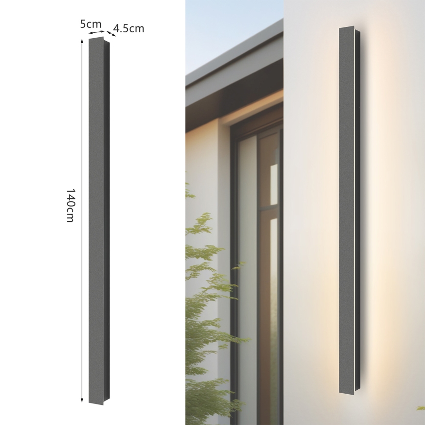 Brilagi - LINEAR LED ulkoseinävalaisin 32W/230V, 3000K, IP65, 140 cm, antrasiitti, CRI 90