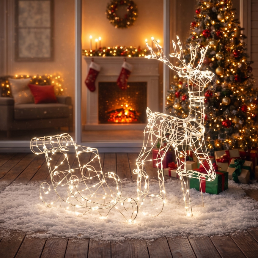 BRILAGI - LED Ulkojoulukoriste LED/3,6W/8 toimintoa 100 cm IP44 poro rekineen lämmin valkoinen