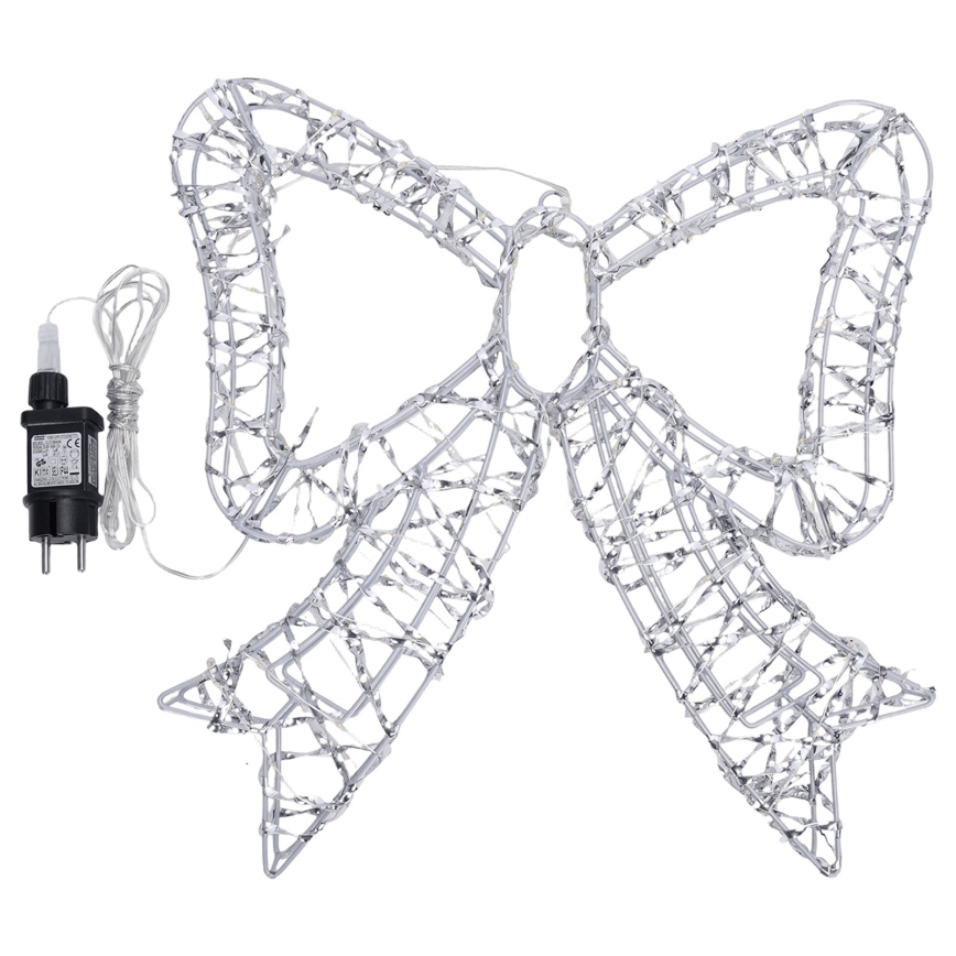 BRILAGI - LED-ulkokäyttöinen joulukoriste LED/3,6 W/8 toimintoa IP44 41 cm hopeanvärinen rusetti