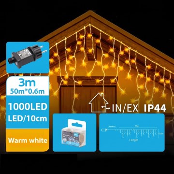 BRILAGI - LED-ulkojouluvalosarja 1000xLED/9W/8 toimintoa 53x0,6m IP44 lämmin valkoinen