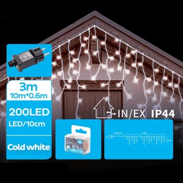 Brilagi - LED-ulkojouluvalosarja 200 LEDiä/8 toimintoa 13x0,6m IP44 kylmänvalkoinen