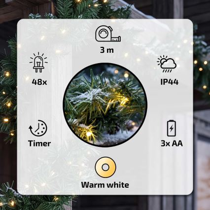 BRILAGI - LED-ulkojouluvalosarja GIRLANDA 300 cm LED/3xAA IP44