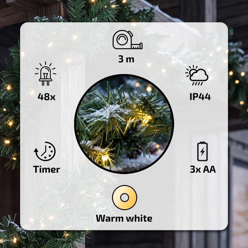 BRILAGI - LED-ulkojouluvalosarja GIRLANDA 300 cm LED/3xAA IP44