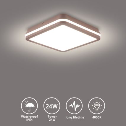 Brilagi - LED ulkokattovalaisin BENE LED/24W/230V 26x26 cm ruskea IP54