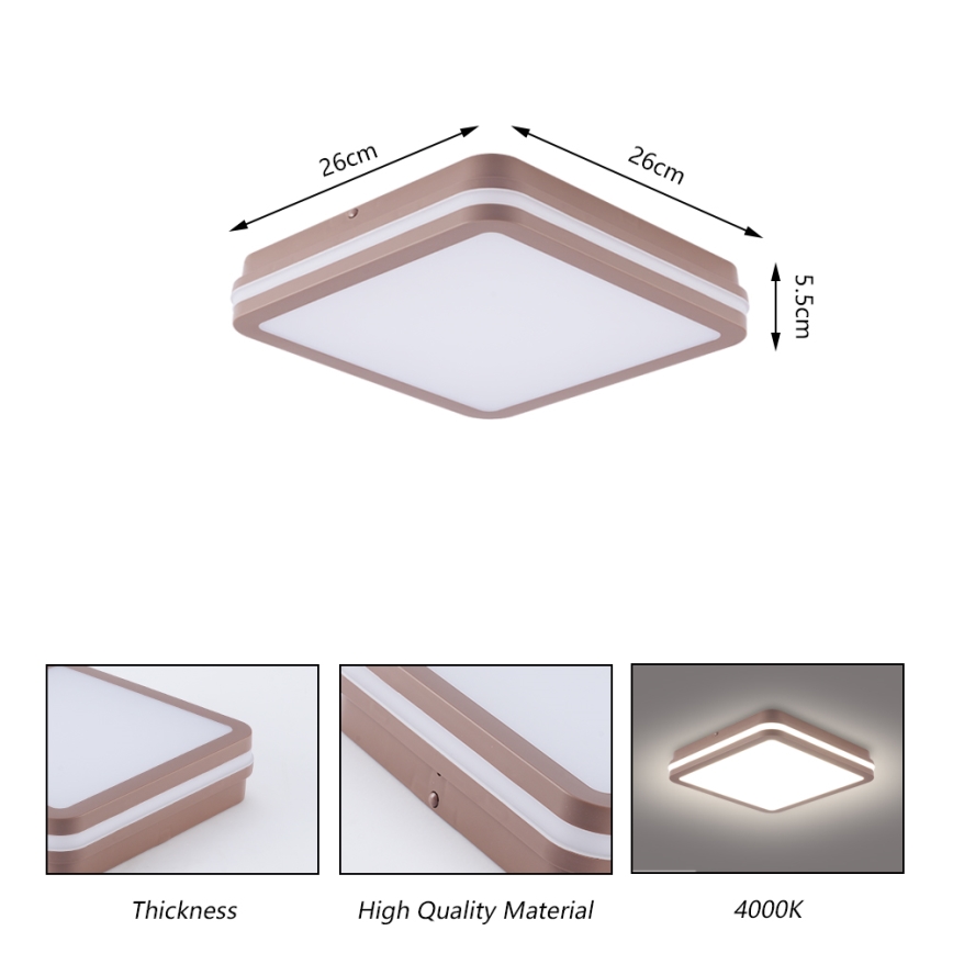 Brilagi - LED ulkokattovalaisin BENE LED/24W/230V 26x26 cm ruskea IP54