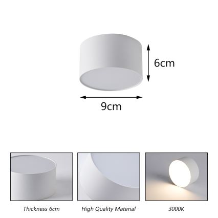BRILAGI - LED ulkokattovalaisin FORIS LED/9W/230V halkaisija 9 cm valkoinen IP44