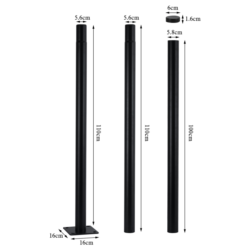 Brilagi - URBANSPARK LED/60W/230V ulkokatuvalaisin 3 m pylväällä musta IP65