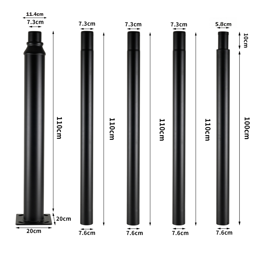 Brilagi - LED-ulkovalaisin pylväällä 5 m URBANSPARK LED/120W/230V musta IP65