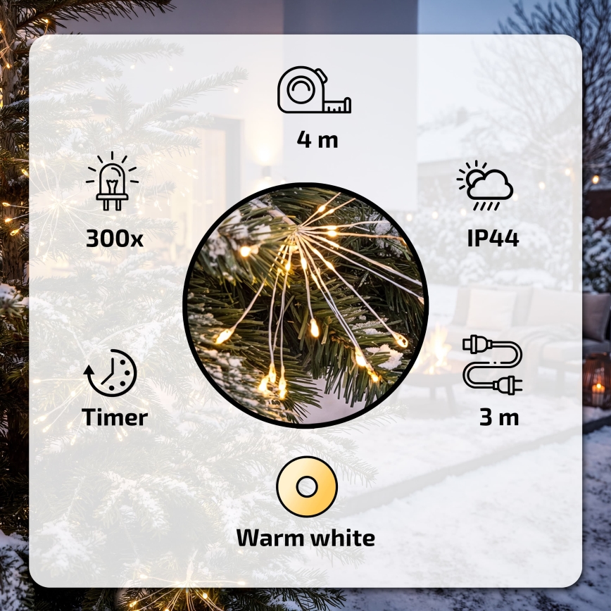 BRILAGI - LED ulkokäyttöinen jouluvalosarja 300xLED 7m IP44 lämminvalkoinen ilotulitus