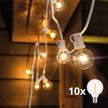 Brilagi - LED-ulkokäyttöinen koristevaloketju GIRLANDA 10xE12/0,6W/230V 8m valkoinen IP44 lämmin valkoinen