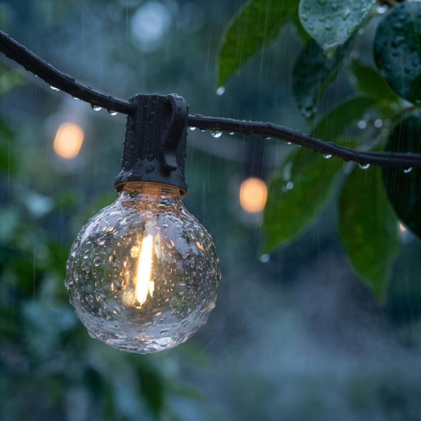 BRILAGI - LED-ulkovaloketju GIRLANDA 10xE12/0,6W/230V 8m musta IP44 lämpimän valkoinen