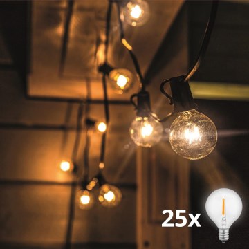 BRILAGI - LED-ulkokäyttöinen koristevaloketju GIRLANDA 25xE12/0,36W/24V 20m musta IP44 lämpimän valkoinen