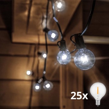 Brilagi - LED-ulkokäyttöinen koristevaloketju GIRLANDA 25xE12/0,8W/230V 20m IP44 kylmänvalkoinen