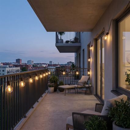 Brilagi - LED-ulkokoristevaloketju GIRLANDA 25xE12/0,36W/24V 20m musta IP44 lämmin valkoinen