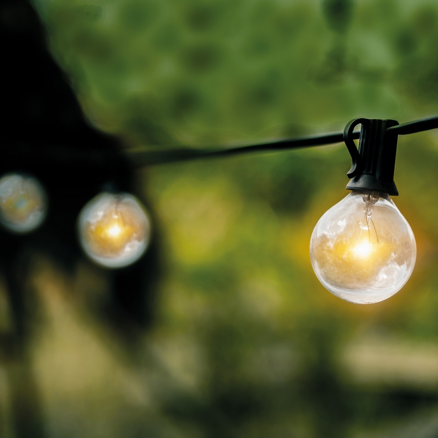 Brilagi - LED-ulkokoristevaloketju GIRLANDA 25xE12/0,36W/24V 20m musta IP44 lämmin valkoinen