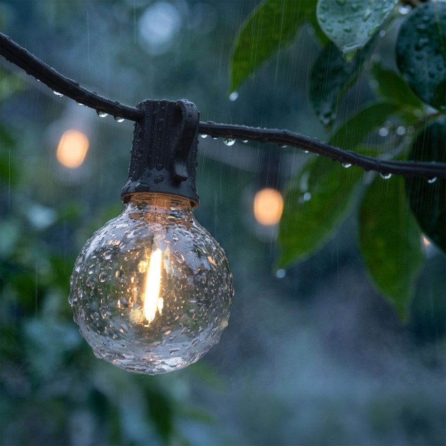 Brilagi - LED-ulkokoristevaloketju GIRLANDA 25xE12/0,36W/24V 20m musta IP44 lämmin valkoinen