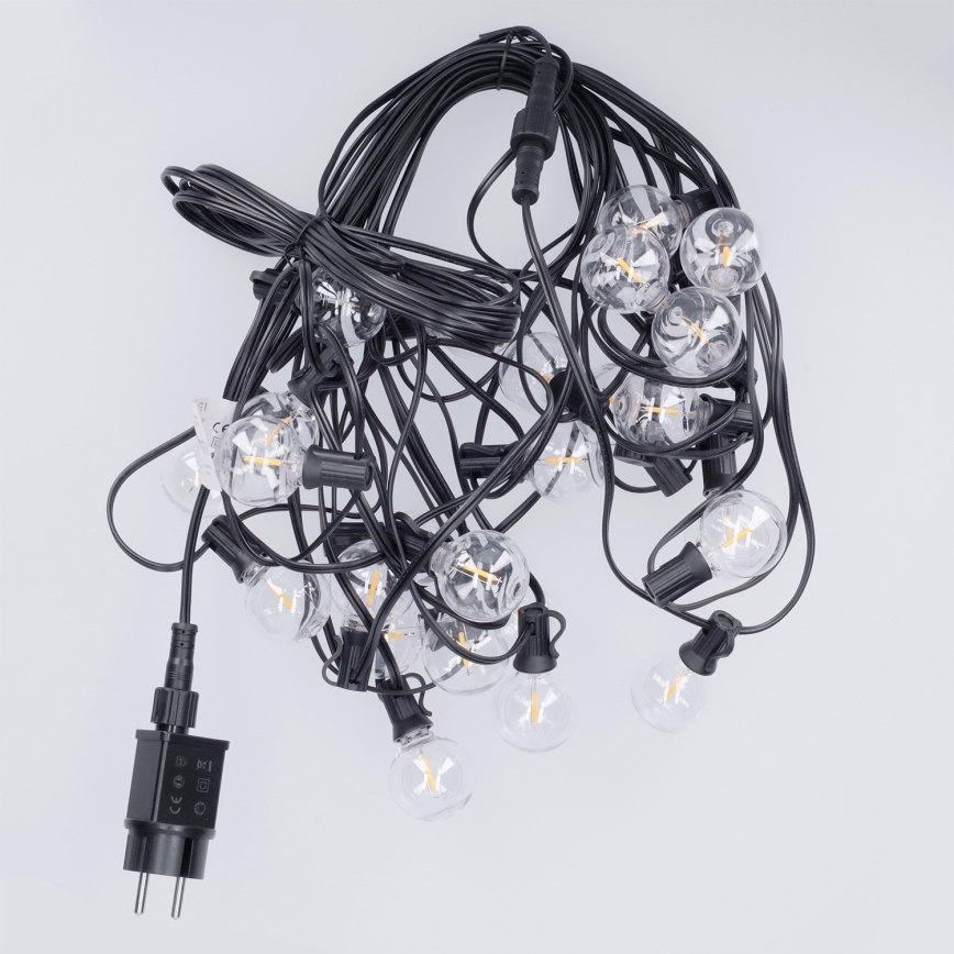 Brilagi - LED-ulkokoristevaloketju GIRLANDA 25xE12/0,36W/24V 20m musta IP44 lämmin valkoinen