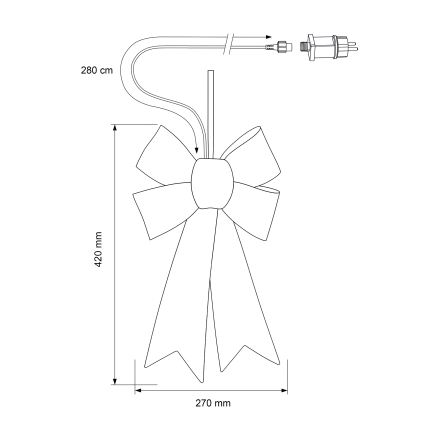 BRILAGI - LED-ulkokäyttöön tarkoitettu joulukoriste LED/3,3W/230V IP44 kultainen rusetti