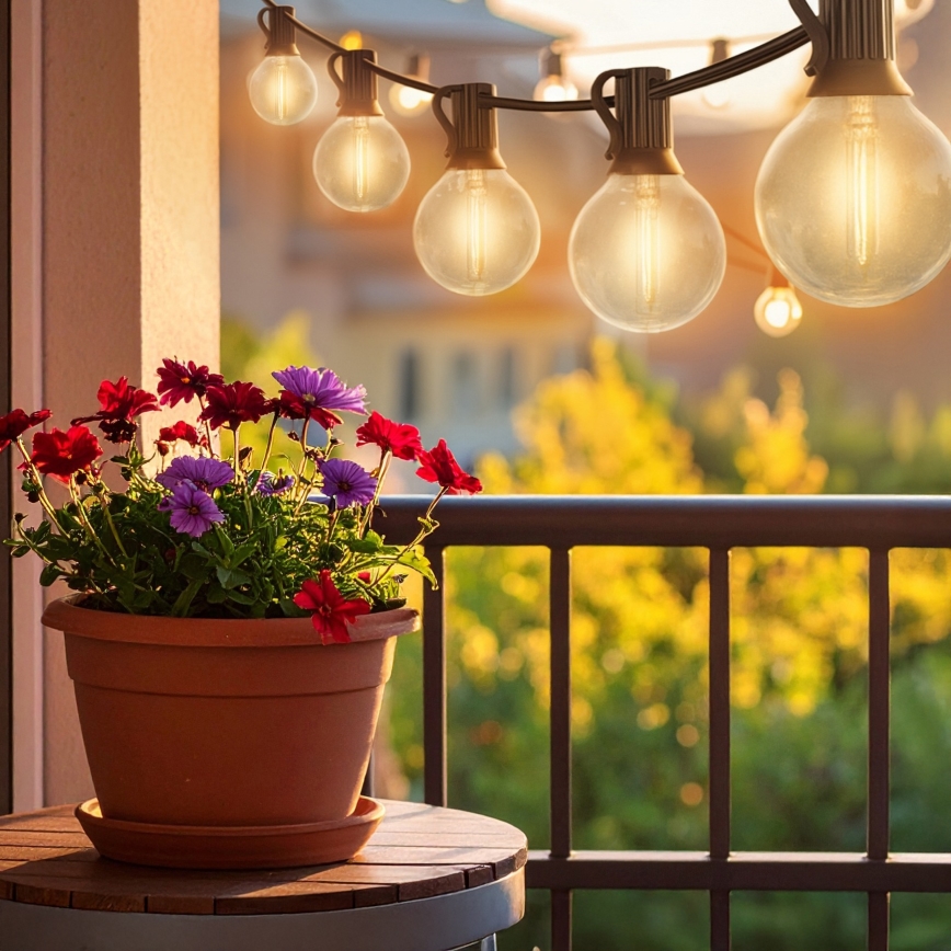 Brilagi - LED-ulkokoristevalosarja GIRLANDA 10xE12/0,6W/230V 8m musta IP44 lämmin valkoinen