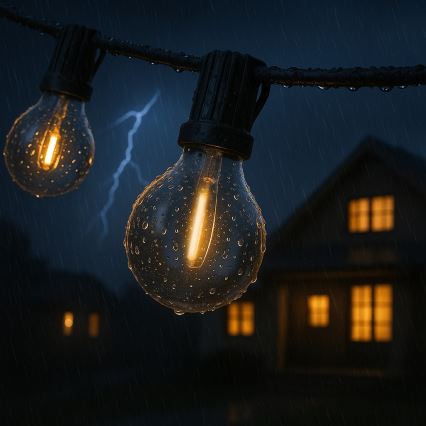 Brilagi - LED-ulkokoristevalosarja GIRLANDA 10xE12/0,6W/230V 8m musta IP44 lämmin valkoinen