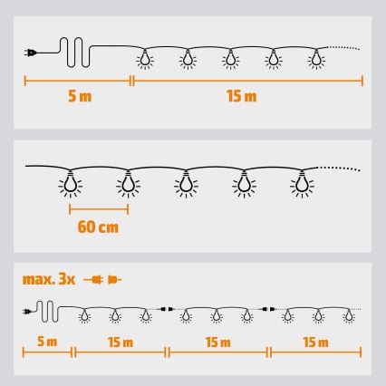 Brilagi - LED-ulkokäyttöinen koristevalosarja GIRLANDA 25xE12/0,8W/230V 20m IP44 kylmä valkoinen
