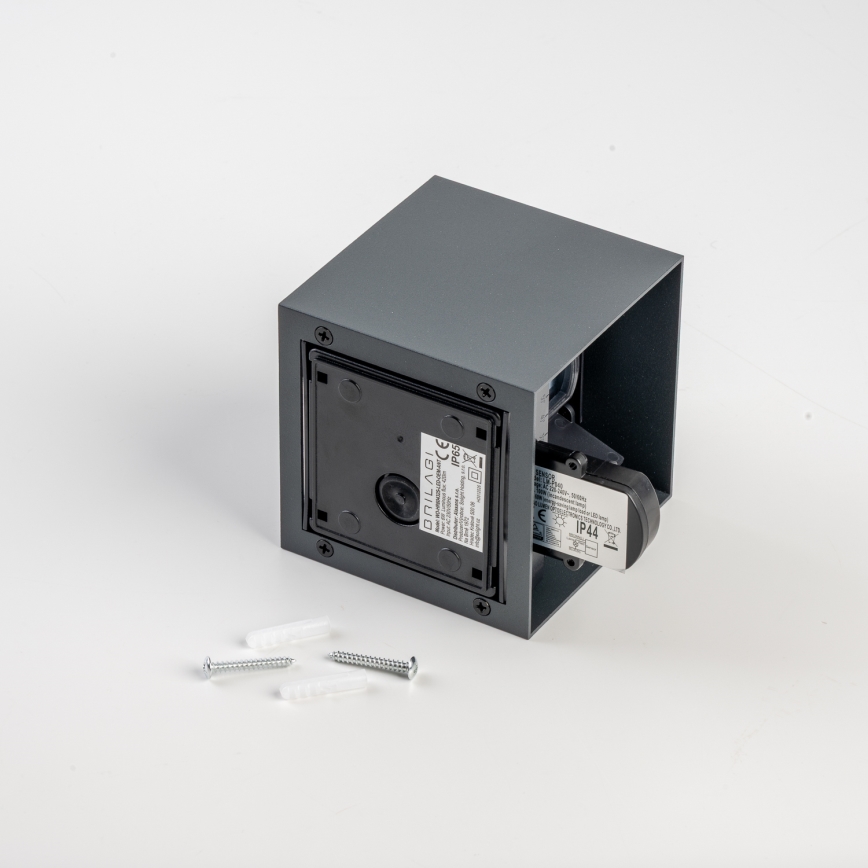 BRILAGI - CUBE LED-ulkovalaisin anturilla, 6W/230V, antrasiitti, IP65