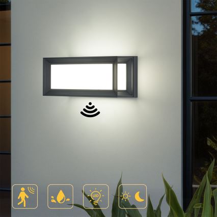 Brilagi - LED-ulkoseinävalaisin tunnistimella PARKER LED/12W/230V antrasiitti IP44