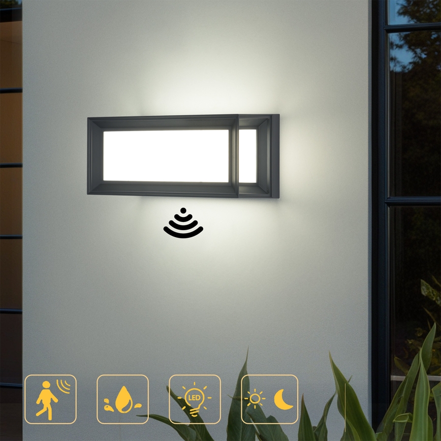 Brilagi - LED-ulkoseinävalaisin tunnistimella PARKER LED/12W/230V antrasiitti IP44