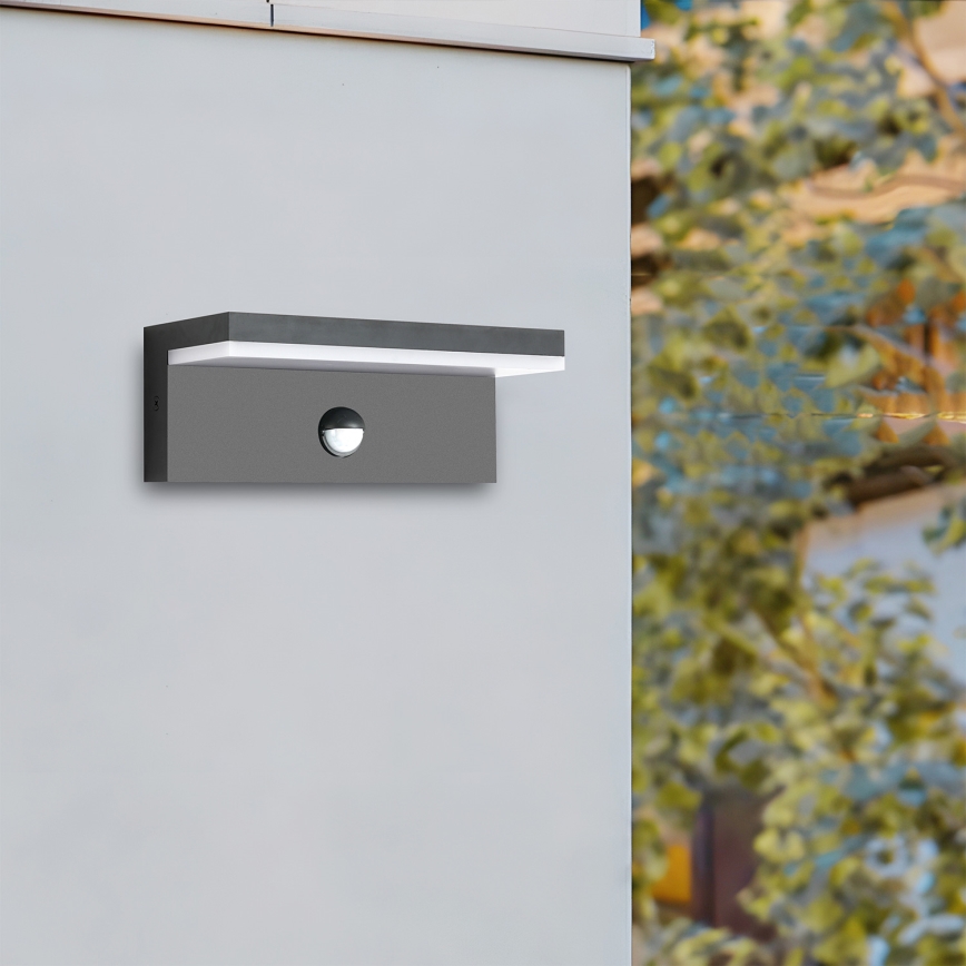 Brilagi - LED-ulkoseinävalaisin tunnistimella TESSI LED/10W/230V antrasiitti IP54