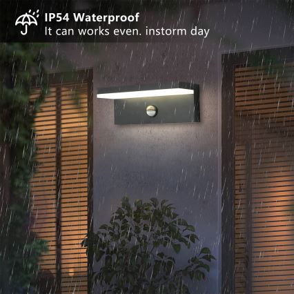 Brilagi - LED-ulkoseinävalaisin tunnistimella TESSI LED/10W/230V antrasiitti IP54